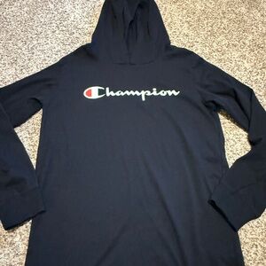 Champion Hooded Long Sleeve Tee Black Boys Size Large 14/16